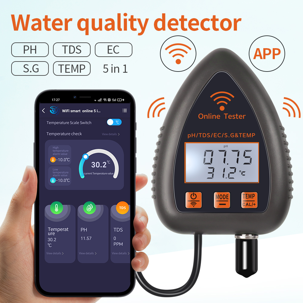 Planted Aquarium Test Kit - Tuya WiFi 5 In 1 TDS/EC/GARAM/S.G./TEMP