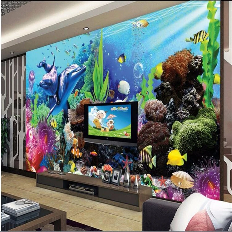 Beibehang Kertas Dinding Mural - Planted Aquarium Wallpaper ulasan dan harga